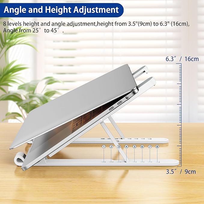 BESIGN LS01 Pro Ergonomic Laptop Stand, Plastic Laptop Riser, Portable and Adjustable Notebook Computer Holder Compatible with 10-15.6" Laptops (White)-NeatNest