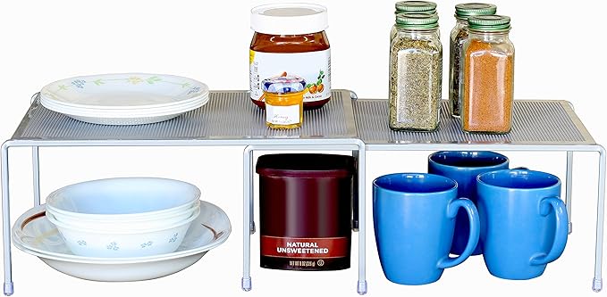 Deco Brothers Expandable Cabinet Shelf Organizer for Kitchen Cabinet and Counter, Grey-NeatNest
