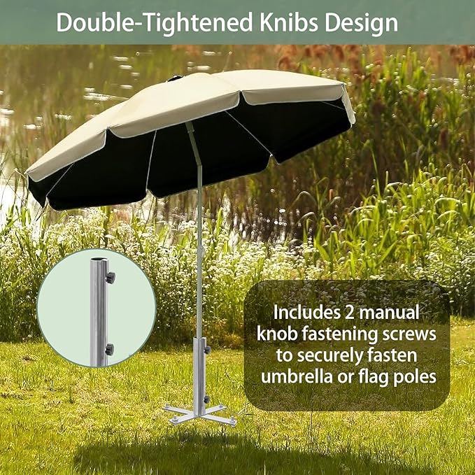Beach Umbrella Stand Holders Heavy Duty Outdoor Base Umbrella Parasol Base Metal Grass with 4 Forks Spikes (Fit 1.1in-1.5in Pole,Galvanize) for Beach,Sand,Yard,Lawn-NeatNest