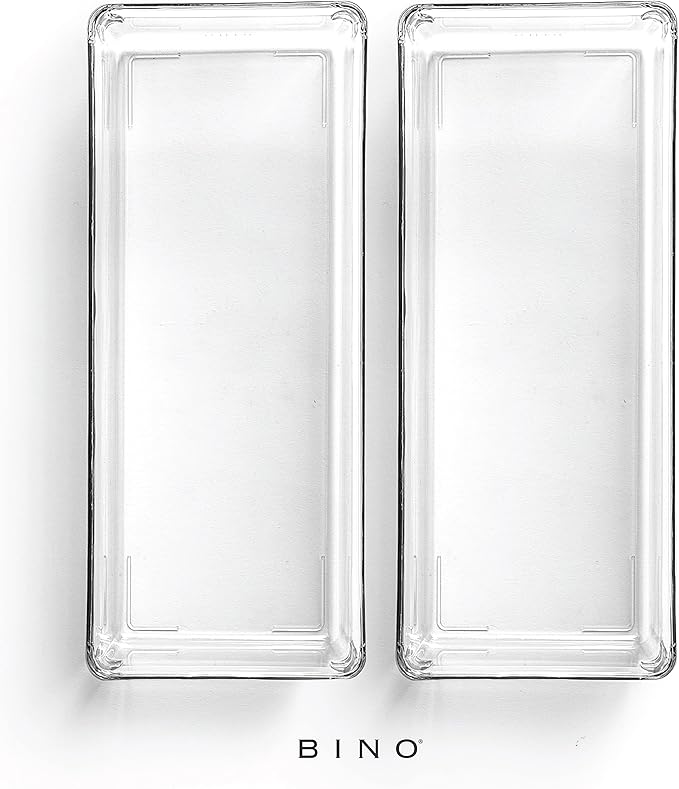 BINO | Oblong Plastic Drawer Organizer Bin, 2-Pack | THE ARTISAN COLLECTION | Multi-Purpose | Durable | BPA-Free | Desk, Vanity, Bathroom & Makeup Drawer Organizer-NeatNest