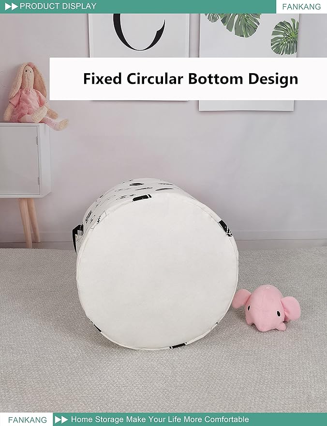 FANKANG Storage Basket, Nursery Hamper Canvas Laundry Basket Foldable with Waterproof PE Coating Large Storage Baskets for Kids Boys and Girls, Office, Bedroom, Clothes,Toys(Football)