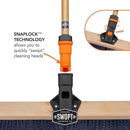 SWOPT Garage Kit — Includes 48” and 60” Wooden Handles, Smooth Surface Push Broom, Multi-Surface Push Broom, Angle Broom, Deck Brush, Floor Squeegee, and Organizer — Covers All Outdoor Cleaning Needs