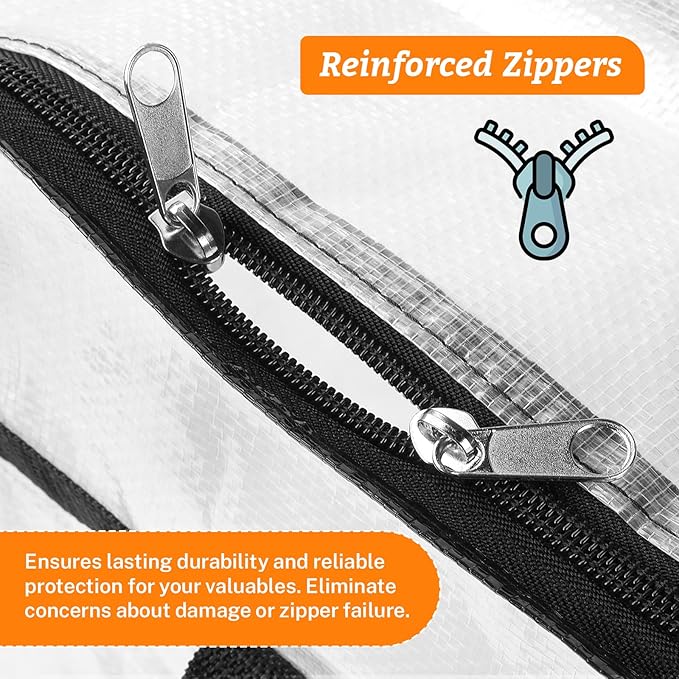 BlissTotes 6 Pack Clear Clothes Storage Bags, Under Bed Storage Containers, Foldable Blanket Storage Moving Bags with Sturdy Zipper and Handle for Clothing, Comforter, Bedding, Sheet (60L)-NeatNest