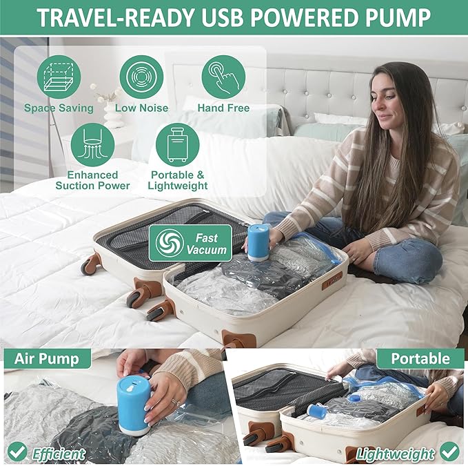 Cozy Essential 35 Pack Vacuum Storage Bags with Electric Pump, Vacuum Seal Space Saver Bags for Clothing, Pillows, Blanket, Bedding, Comforters-NeatNest