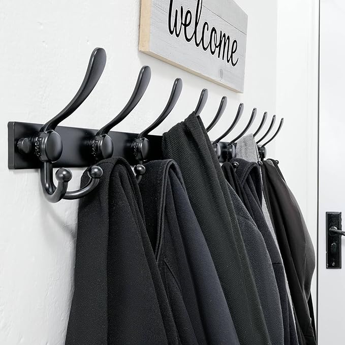 Dseap Coat Rack Wall Mount 2.0 Pro: Heavy Duty 300% Thicker, 16" Stud Mount, Stainless Steel Wall Coat Hooks Hanger for Clothes Jackets Hats Entryway Closet, MaxStrong Series, Gold, Pack of 2