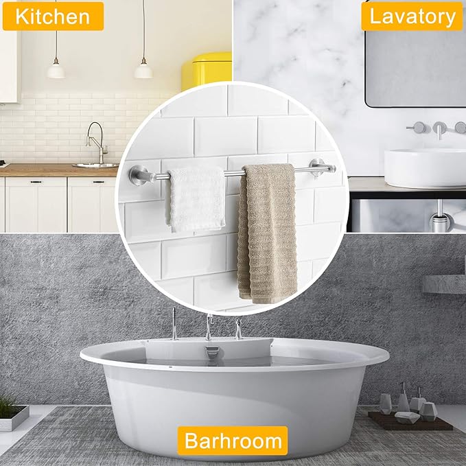 BESy Adjustable 15 to 26 Inch Single Bath Towel Bar for Bathroom SUS304 Stainless Steel Towel Holder, Wall Mount with Screws Hand Towel Bar Rod Hotel Style, Brushed Nickel-NeatNest