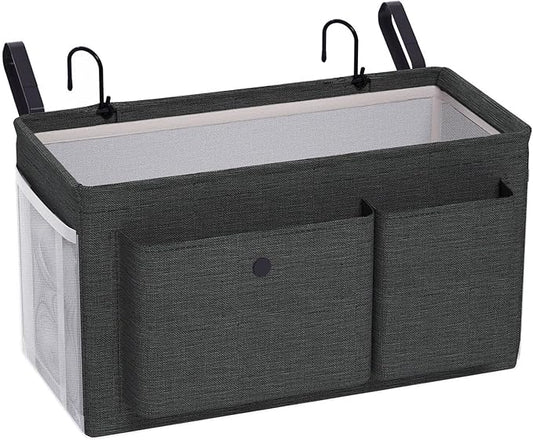 Bedside Caddy Bedside Organizer with Fixed Straps & Water Bottle Holder, Bunk Bed Caddy ideal for Home, Dorm, Hospital, Crib, Versatile Bedside Storage Solution (Black)-NeatNest