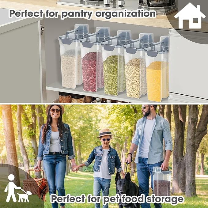 Rice Storage Container 10 Lbs, Airtight Food Dispenser with Large Spout and Cup for Pet Dog Cat Food Storage 7 Lbs-NeatNest