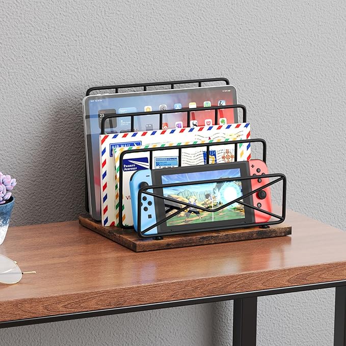 Desktop Mail Sorters Desk Mail Organizer-with 2 or 3 Slot Matte Black Metal Desktop Mail Sorter Metal Storage File Holder Letter Sorter Organizer for Home or Office Desktop (3 Slot)-NeatNest
