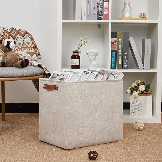 DULLEMELO Fabric Storage Basket, Large Storage Bin for Organization, Closet Storage Bins for Clothes Blankets Nursery Shelves, Collapsible Storage Container Box with Handles(Cream)-NeatNest