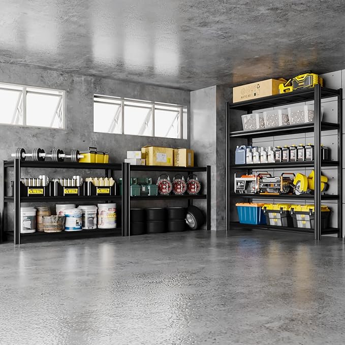 5-Tier 47" W x 24" D x 84" H Garage Shelving 3000LBS Storage Shelves Heavy Duty Metal Shelf Unit Adjustable Basement Industrial Storage Racks-NeatNest