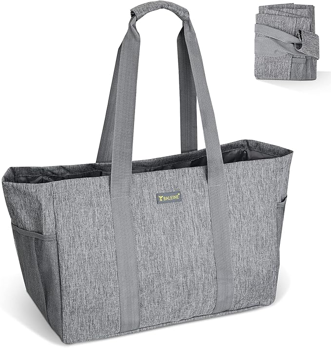 BALEINE Soft 9 Gallon Extra Large Utility Tote, Foldable Reusable Storage Bag (Winter Gray)-NeatNest