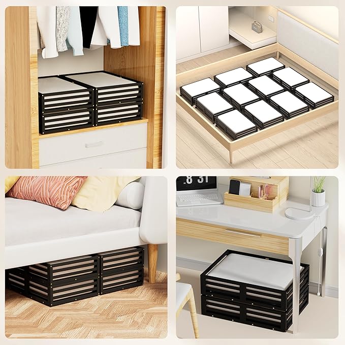 Bamboo Under Bed Storage Containers- Underbed Organizer with Wheels with Large Dust Bag,Sturdy Wood Rolling Under the Bed Shoe Storage Organizer Drawer 2 Pack-NeatNest