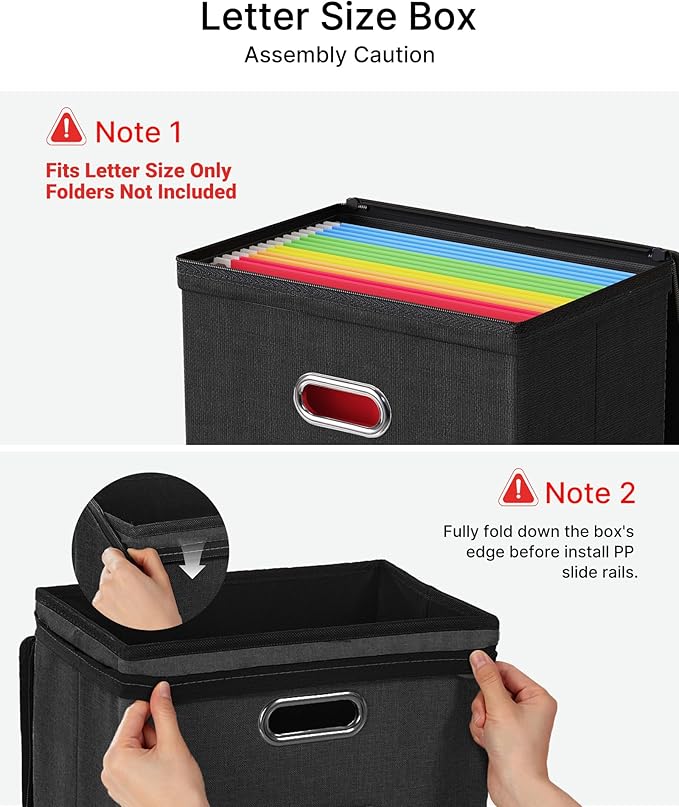 Oterri 1 Pack File Organizer Boxes with Lids, File Box with Mesh Pockets, Document Organizer Box for File Folders Letter Size, Zippers Filing Box for Home, Office, School (Black, Without Folders)
