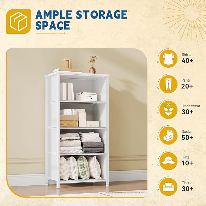 DWVO Dresser with 4 Drawers - Fabric Storage Tower, Organizer Unit for Bedroom, Living Room, Hallway, Closets-NeatNest