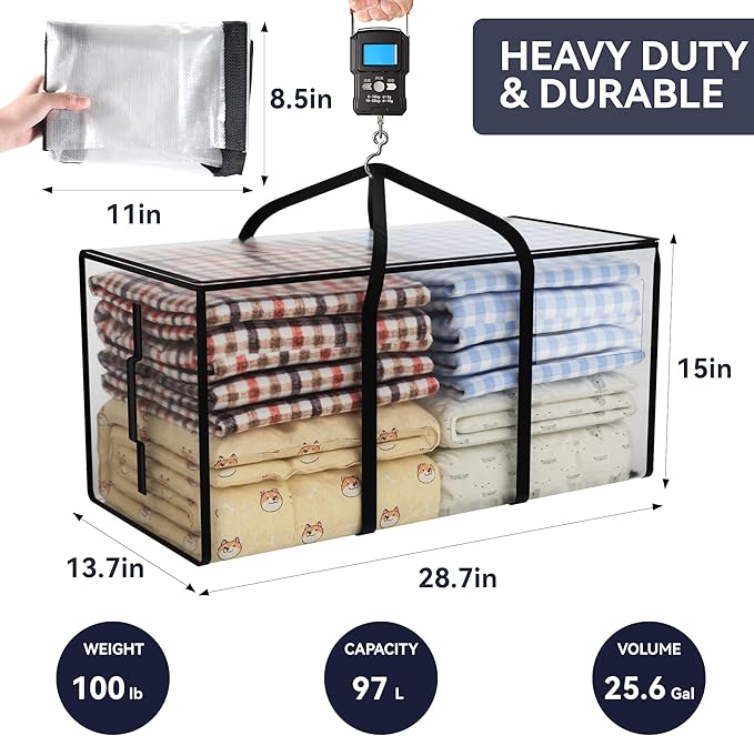 97L moving bags heavy duty,6 pack extra large moving bags with zippers,moving totes with lids heavy duty,storage containers with lids,large storage bags,moving storage bags,clear storage bag