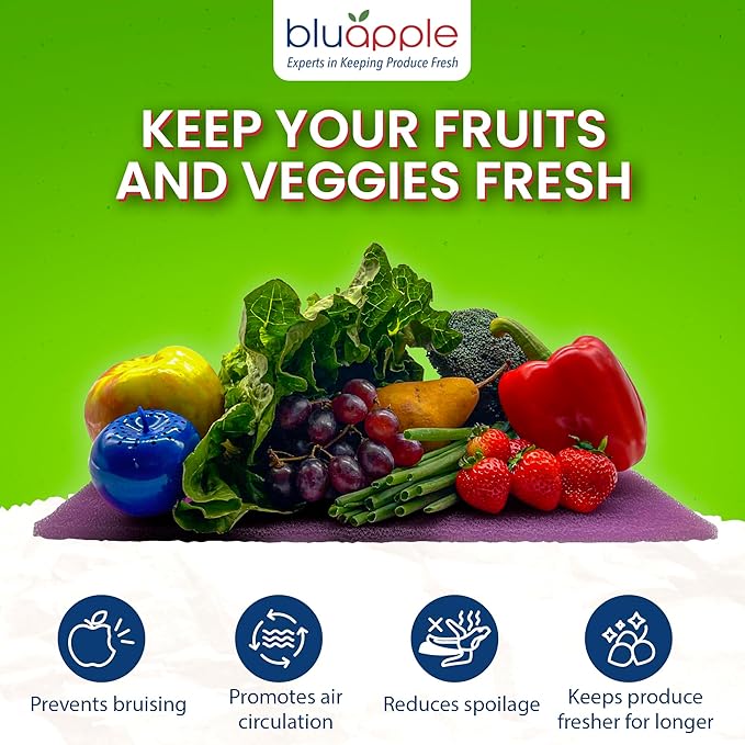 Bluapple FreshMats, Refrigerator Liner, Fridge Drawer Mats, Crisper Life Extender Liner Keeps Produce Fresh Longer, Anti-Bruising, Helps Air Circulation, Washable & Reusable (4-Mats, 12x15, Lavender)-NeatNest