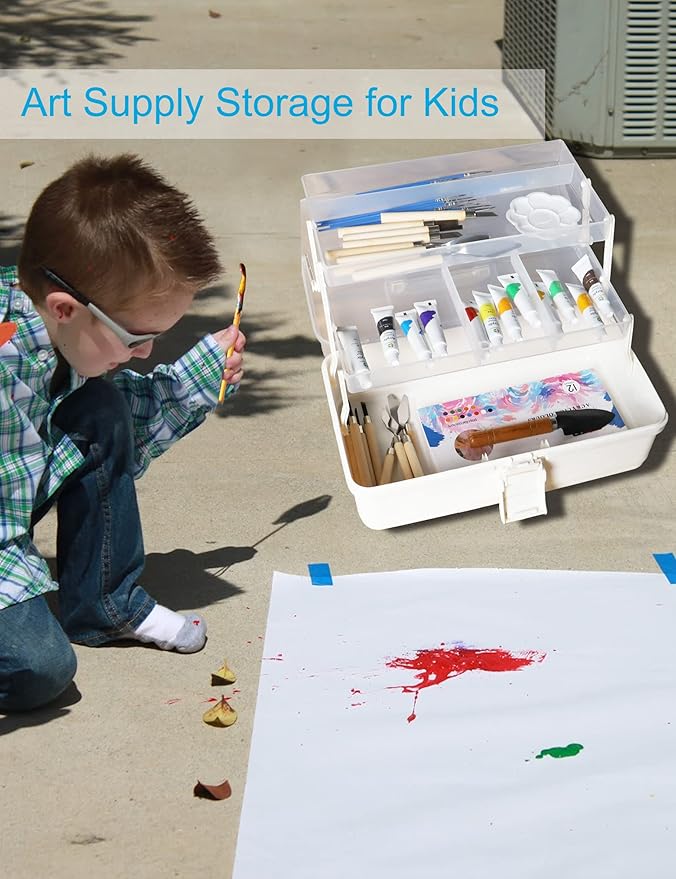 Craft Art Box Tackle Box Organizers, 3 Layer White Sewing Hair Supply Organization Boxes Medication Organizer Plastic Toolbox-NeatNest