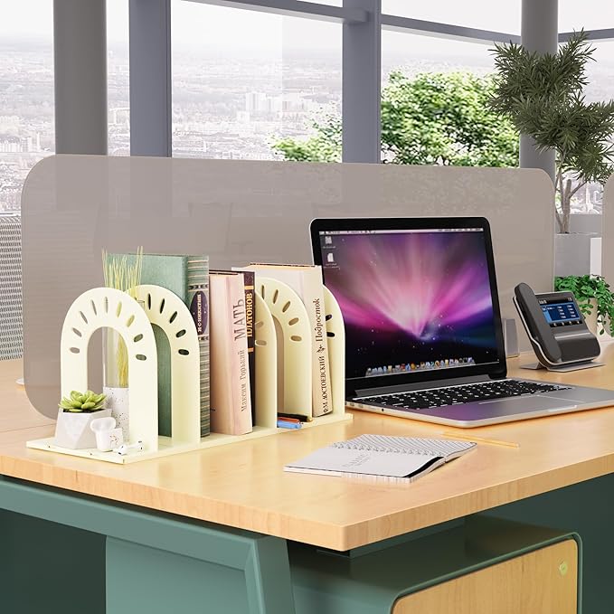 Adjustable Vertical File Sorter, Sturdy Plastic Expandable Upright File Holder for Notebooks, Magazines, Desktops, Bookshelves and Offices, Easy to Assemble and Expand, White