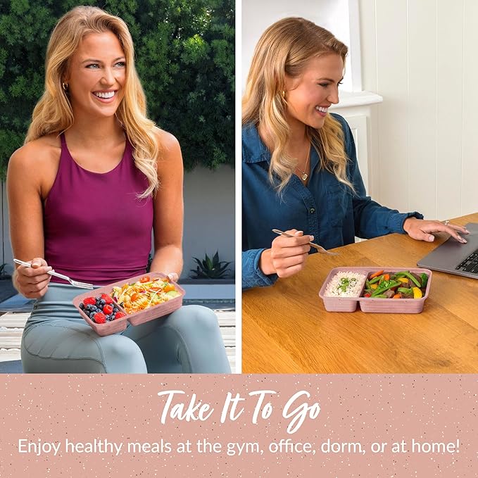 Bentgo 20-Piece Glitter Lightweight, Durable, Reusable BPA-Free 2-Compartment Containers - Microwave, Freezer, Dishwasher Safe (Glitter Garden Edition - Sweet Pea Glitter)-NeatNest