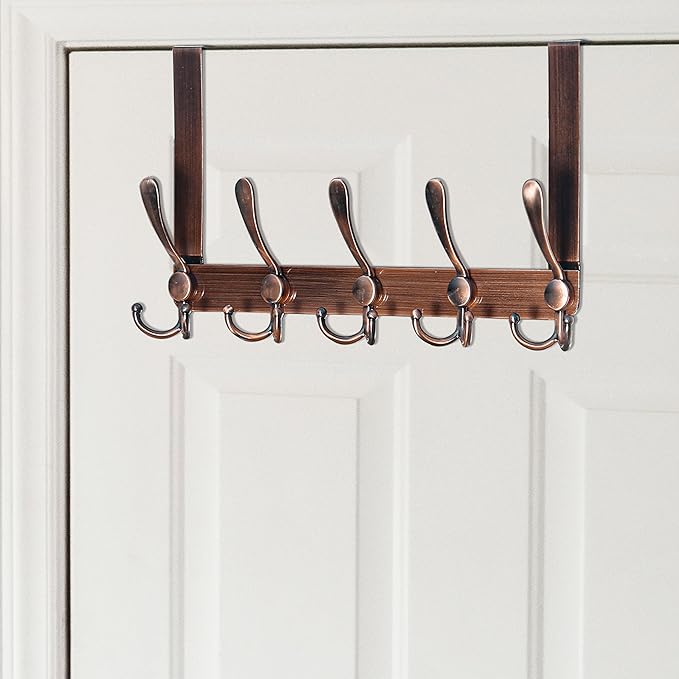 WEBI Over The Door Hooks for Hanging,Door Hanger,Over Door Towel Rack,Door Coat Hanger Door Coat Rack for Clothes,Back of Bathroom,Antique Copper,2 Packs