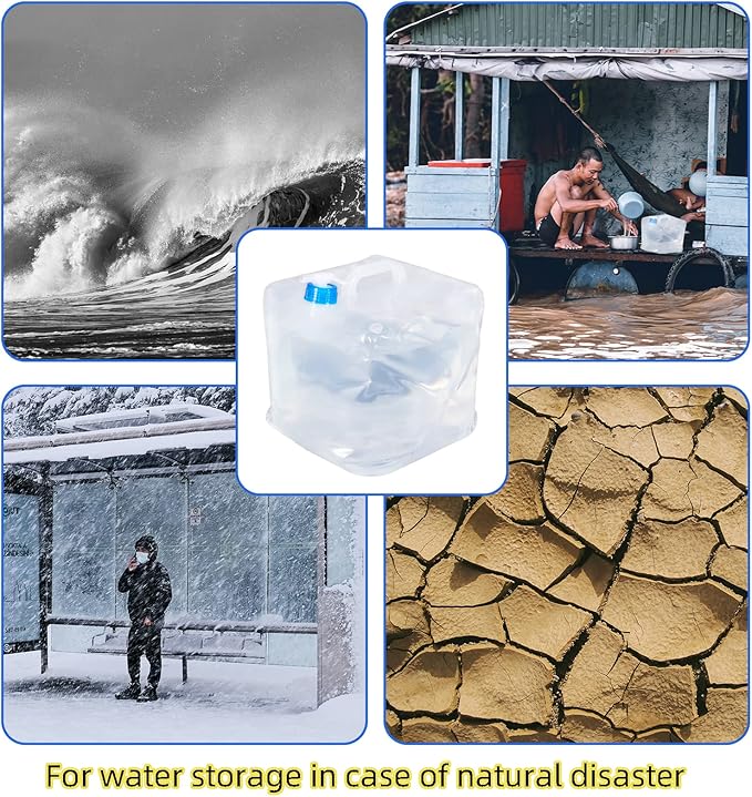 2 Pack Collapsible Water Container with Spigot, Foldable Cube Water Jugs Portable Water Storage for Outdoors Camping Hiking Disaster Preparedness & Survival Gear 1.4/2.6/4/5.3 Gallon-NeatNest
