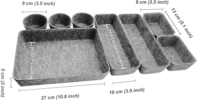 8pcs Drawer Organizers, Separators, Storage Box,Felt Storage Bins Inserts Tool Containers Toy Basket Shelf Cubes Foldable Drawer Dividers Desk Organisers - Grey-NeatNest
