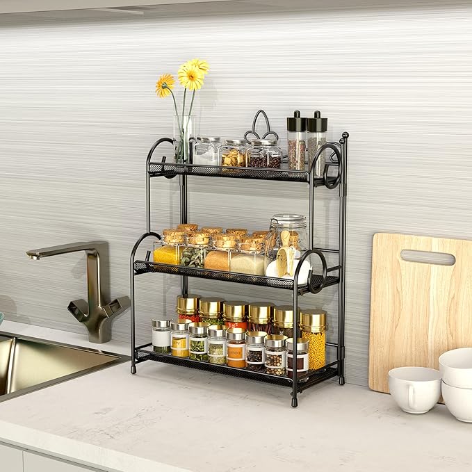 Bathroom Organizer Countertop - 3 Tier Spice Rack Organizer, Counter Organization and Storage for Bathroom, Kitchen, Bedroom, Offices, Foldable-NeatNest