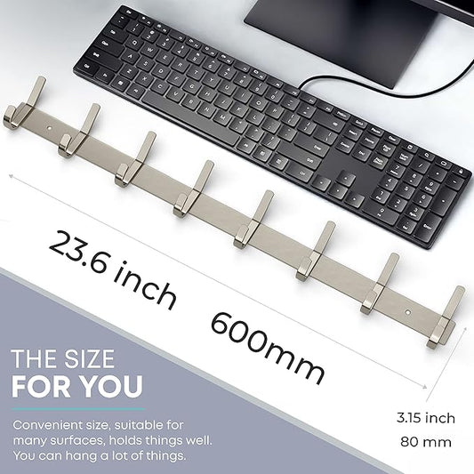 Coat Rack Wall Mount – Brushed Nickel 24 Inch Stainless Steel Hook Rail with 8 Heavy Duty Double Coat Hooks – Wall Mounted Coat Hanger for Entryway, Bathroom, Bedroom, Towel, Hat Organizer-NeatNest