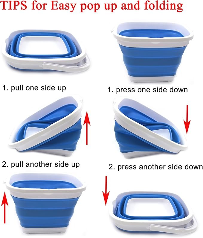 SAMMART 11L (2.9 Gallon) Collapsible Rectangular Handy Bucket (1, Blue)-NeatNest