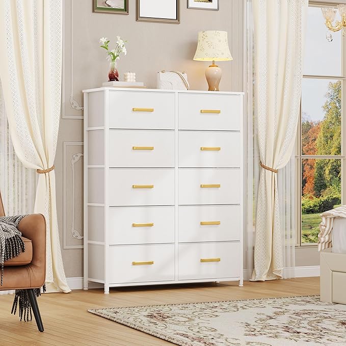 DWVO 10 Drawers Dresser, Fabric Dresser, Fabric Storage Tower, Organizer Unit for Bedroom, Living Room, Hallway, Closets-NeatNest