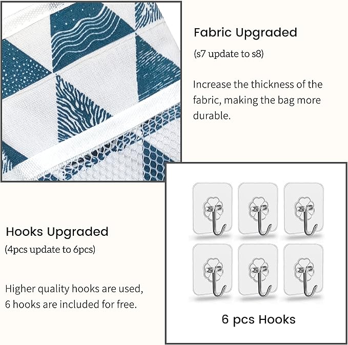 3pcs Large Wall Hanging Organizer Bag, Linen Fabric Door Hanging Storage Baskets with Pockets, Waterproof Bin for Kitchen, Bedroom, Office, RV Camper (Triangle)-NeatNest