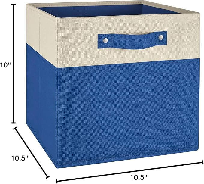 RiverRidge Kids storage bins - 10.5 Cube Storage Organizer with Handles – Blue Two-Tone closet organizers and storage for Toys, Shoes & More - Fits Cabinets