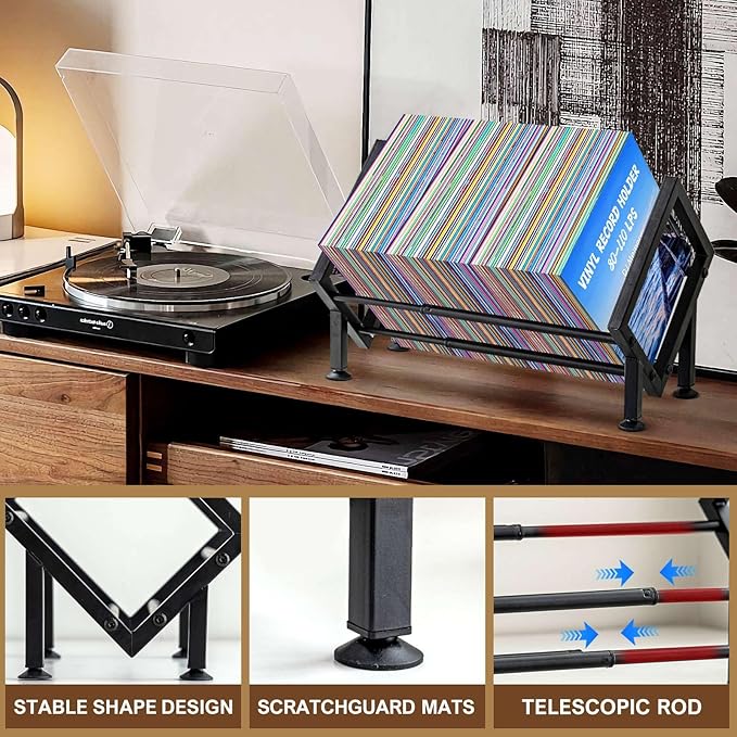 ENCIMART Adjustable Desktop Bookshelf for Desk Book Organizer, Tilting Tabletop Bookshelf in Office Home/Living Room, Vinyl Record Storage Holder Book Rack for Magazine/CDs/Books/Vinyls Display-NeatNest