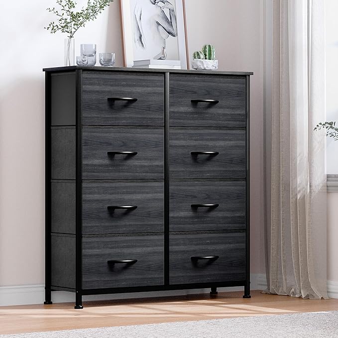DWVO Dresser with 8 Drawers - Fabric Storage Tower, Organizer Unit for Bedroom, Hallway, Closets - Sturdy Steel Frame, Wooden Top & Easy Pull Fabric Bins-NeatNest