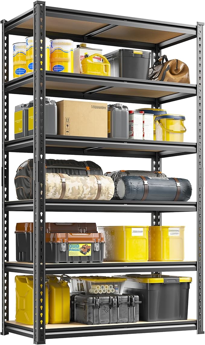 78" H Metal Shelving 6 Tier Garage Shelving Adjustable 2400LBS Storage Shelves Heavy Duty Pantry Shelves for Kitchen Closet Basement Warehouse