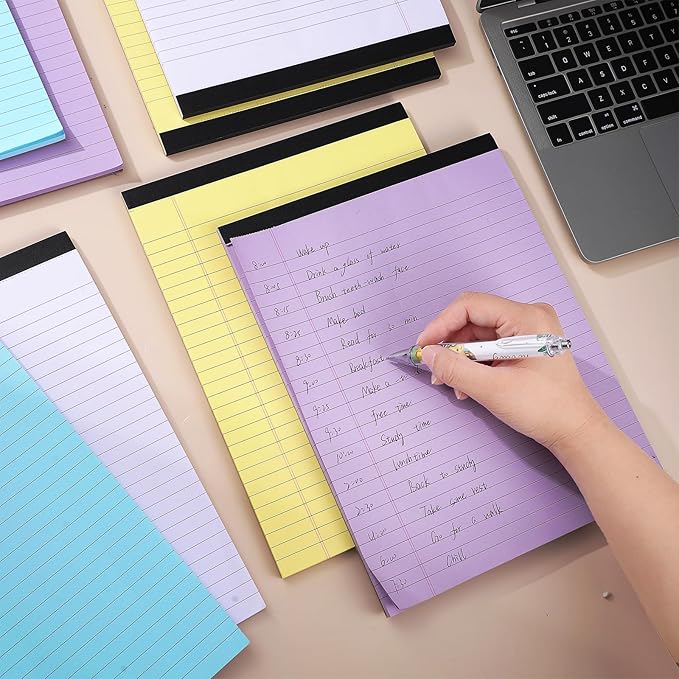 8 Packs Legal Pads 8.5x11, Totally 400 Sheets Colored Legal Pads 8.5x11, College Ruled Writing Pads Small Note Pads 50 Sheets/Pad Tablets Lined Notepad for School, Office, To-Do Lists