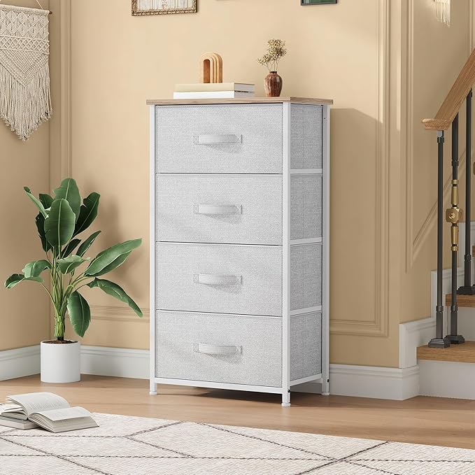 DWVO 4 Drawers Dresser, Dresser for Bedroom, Fabric Storage Tower, Chest of Drawers, Organizer Unit for Closets, Living Room-NeatNest