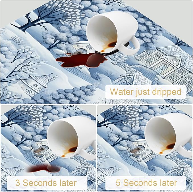 Hello Winter Dish Drying Mats Super Absorbent Dish Drainer Rack Pad Non-Slip Drying Mat for Kitchen Counter, 20"x12"