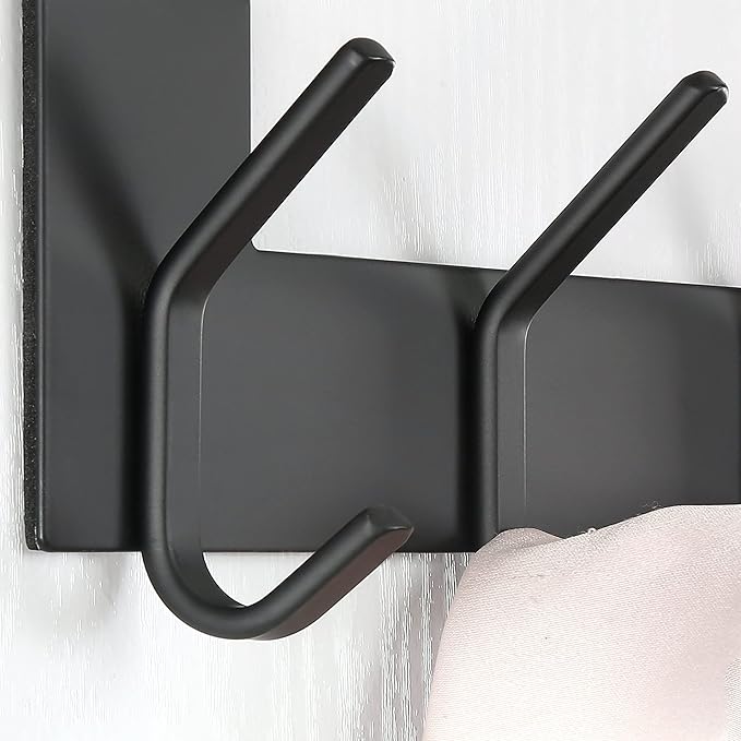SKOLOO Over The Door Hook - Black, No Assembly Required, Stainless Steel, Door Coat Rack for Entryway, Over Door Towel Hooks for Bathroom, Coat Hooks for Hanging Coats, Backpack, Jacket, Robes