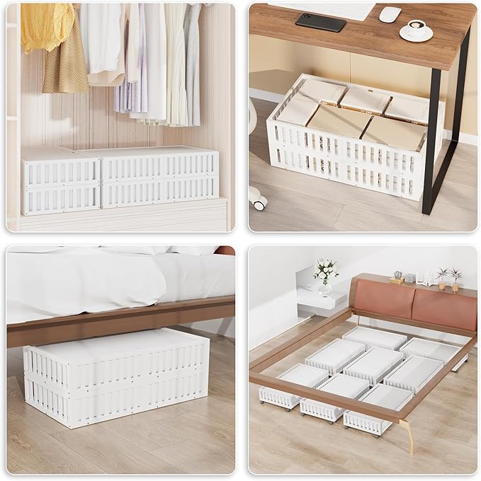Bamboo Under Bed Storage with Wheels (2-Pack) – Rolling Underbed Shoe Organizer Box for Shoes, Blankets, Toys, Clothes Container Space-Saving Organizer Bins for Bedroom, Closet, Dorm, Nursery-NeatNest