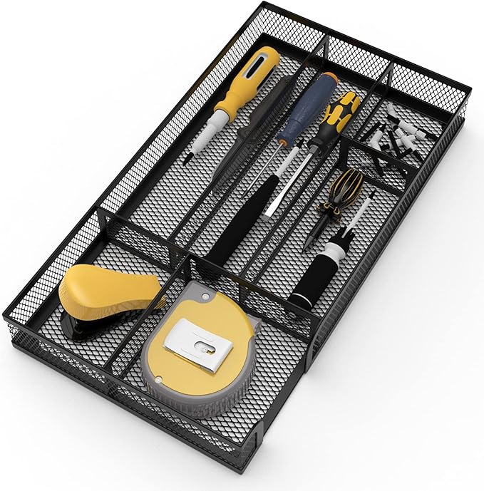 Desk Drawer Organizer, Small Metal Mesh Drawer Organizer Tray, Office Pencil Drawer Organizer Accessories for Desktop, Bathroom, Kitchen, Makeup, Vanity-NeatNest