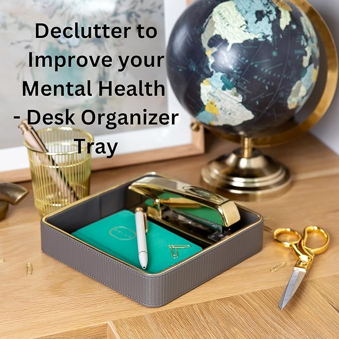 Black Leather Valet Tray for Men| Catch All| Bedside Organizer for Nightstand| Cologne Tray for Men-NeatNest