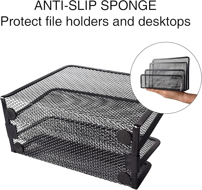 wishacc Desk Mail Organizer Small File Holders Letter Metal Mesh Document/Filing/Folders/Paper Organizer for Desktop-NeatNest