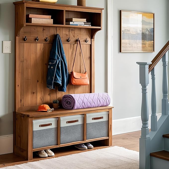 DECOMOMO Storage Basket with Lid, Storage Cubes with Handles, Fabric Box with Lid (Grey and White, 13” / 3 Pack)-NeatNest