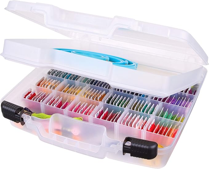 ArtBin 6960AB Quick View Deep Base Carrying Case, Portable Art & Craft Storage Box, 14.5" x 15", Clear
