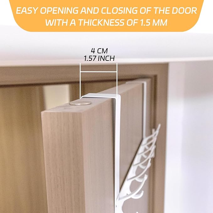 2 Pack Over The Door Hook,Door Hanger for Hanging,Over Door Hanger Holder for Coat Robe Hat Clothe Towels,Towel Racks for Bathroom with 12 Coat Hooks (White, 2 Pack-6 Hooks)