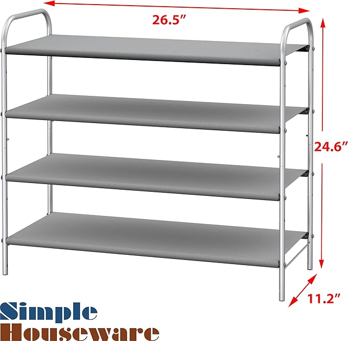 Simple Houseware 4-Tier Shoe Rack Storage Organizer 20-Pair, Grey-NeatNest