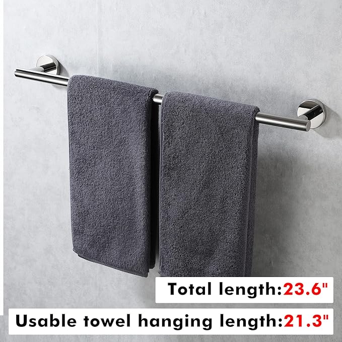 KES 21.3 Inches Towel Bar for Bathroom Kitchen Hand Towel Holder Dish Cloths Hanger SUS304 Stainless Steel RUSTPROOF Wall Mount Polished Steel, Total Length 23.6 Inch, A2000S60