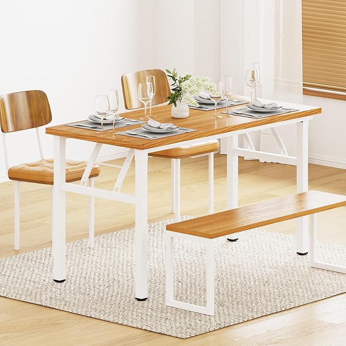 DlandHome 47 inches Folding Table Computer Desk Portable ActivityTable Conference Table Home Office Desk, Fully Assembled Teak and White DND-ND5-120TW-NeatNest